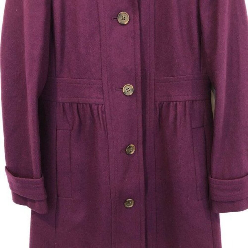 J.Crew Factory Size 6 Skirted Dress Coat Peacoat Wool Purple Mid Length Tailored - Picture 6 of 8